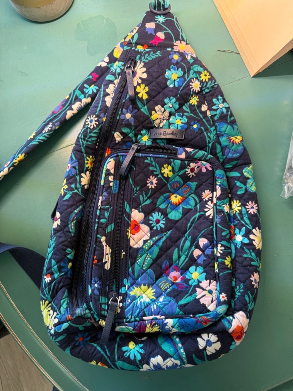 Vera Bradley Navy Quilted Floral Crossbody Sling